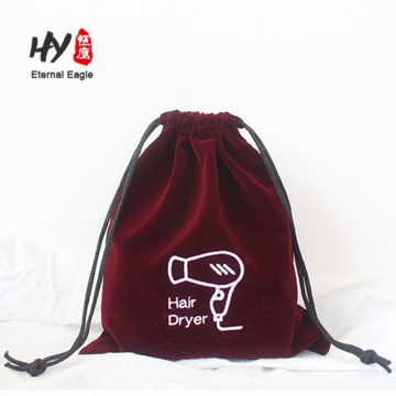 Hot sale hair dryer velvet bulk printing drawstring bags